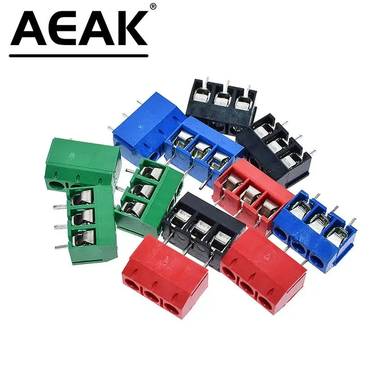 20PCS KF301-3P KF301-2P KF301-5.0-2P KF301 2Pin 3Pin Screw 2Pin 5.0mm Straight PCB Screw Terminal Block Connector Blue Red green