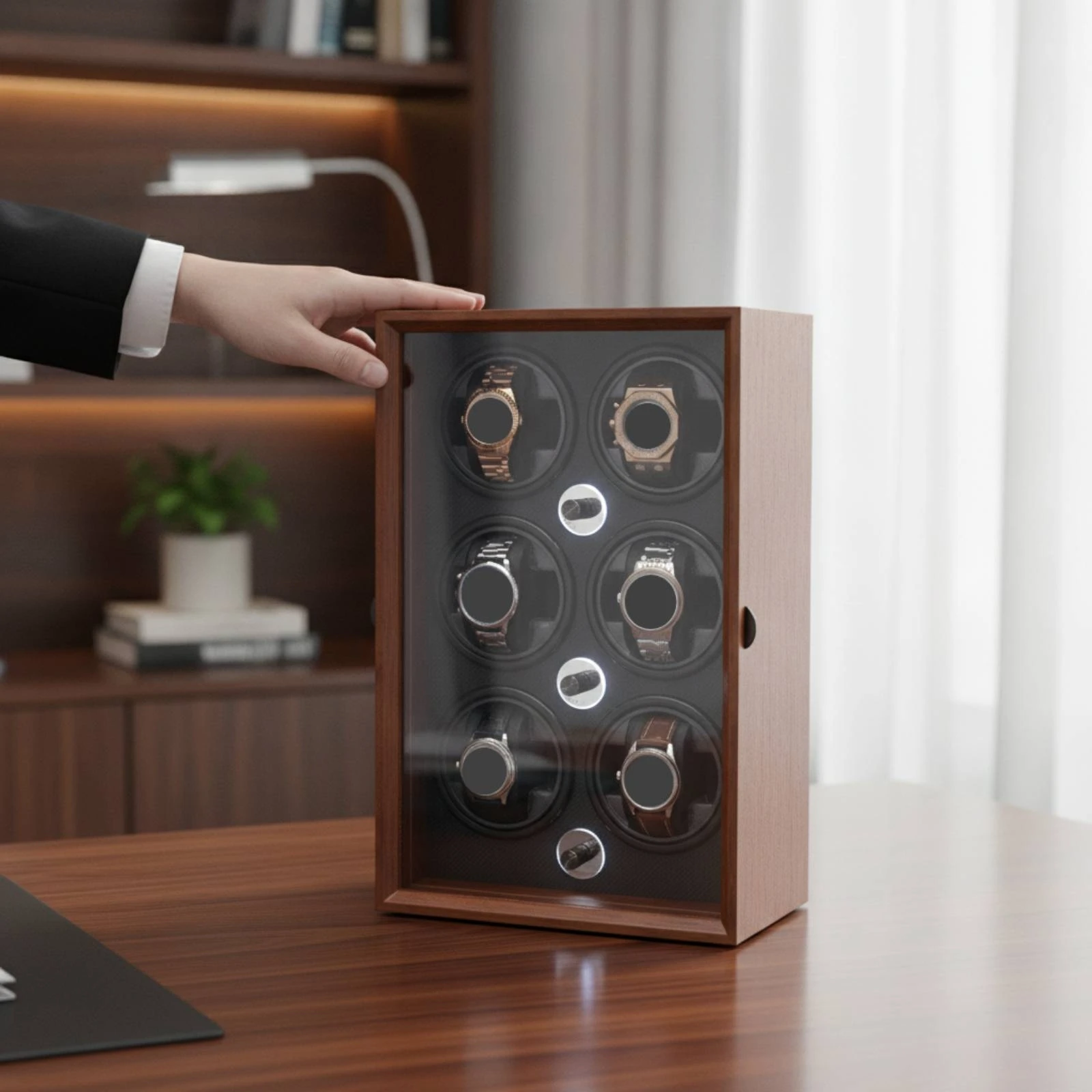 Watch Winder Cabinet Quiet Watch Winder Box Case Rotating Silent for Men, Dresser, Bedroom