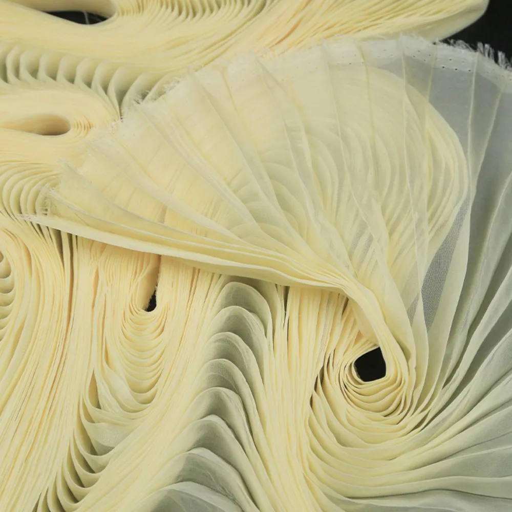 

Модная легкая шифоновая плиссированная ткань из органзы, 1 ярд, морщинистая ткань ручной работы, материал «сделай сам», лето