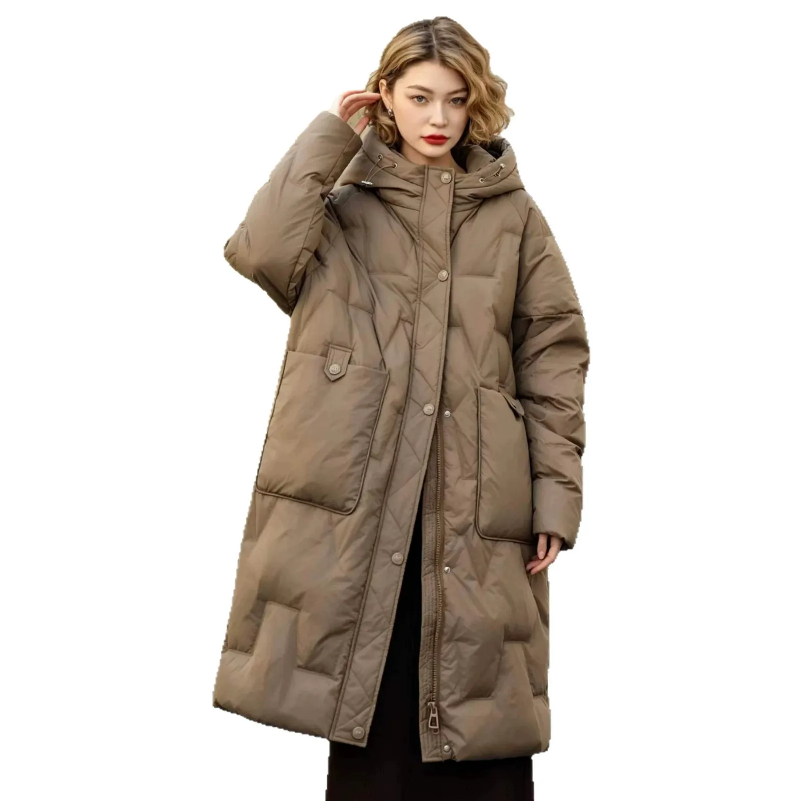 2062 Winter Warm and Windproof Women's Down Jacket Hooded Commuter Coat