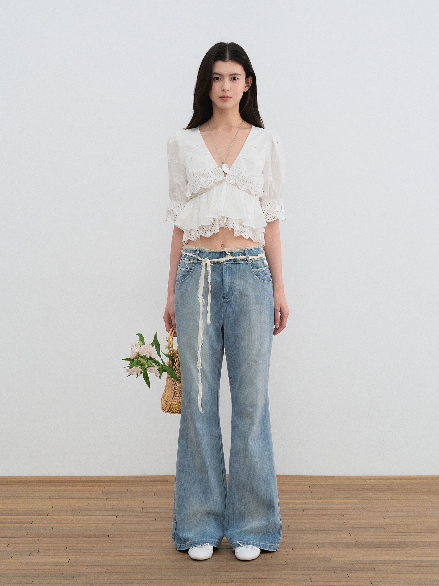 Celana Jeans Wanita Model Micro Flare Kasual Serbaguna, Longgar, Meniruskan, Gaya Retro Musim Panas, Pinggang Sedang, Celana Panjang