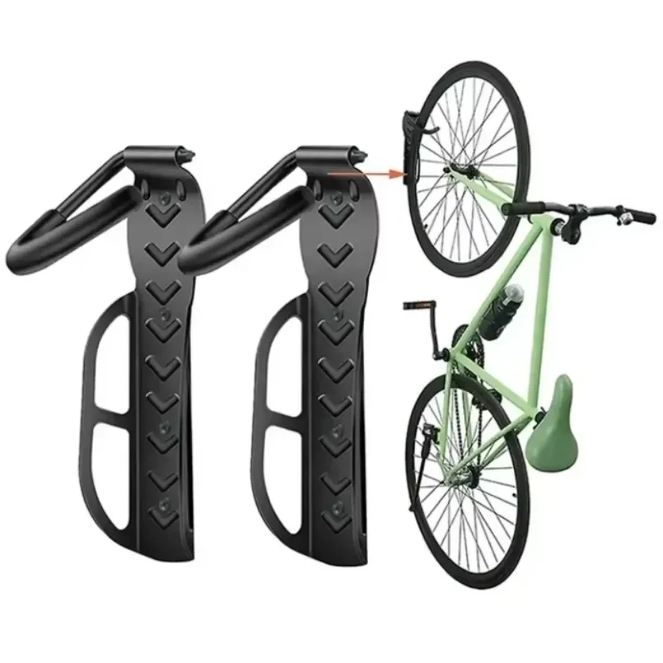 Bike Wall Mount Hook Vertical Bicycle Storage Hanger 4 Mounting Points Solid Steel 30kg Foam Sleeve Anti-Scratch Screws Included