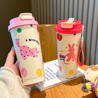 500ml Thermal Leak-proof Water Bottle with Hidden Straw Insulated Bottle Thermos Cup Portable 316 Stainless Steel Coffee Mug