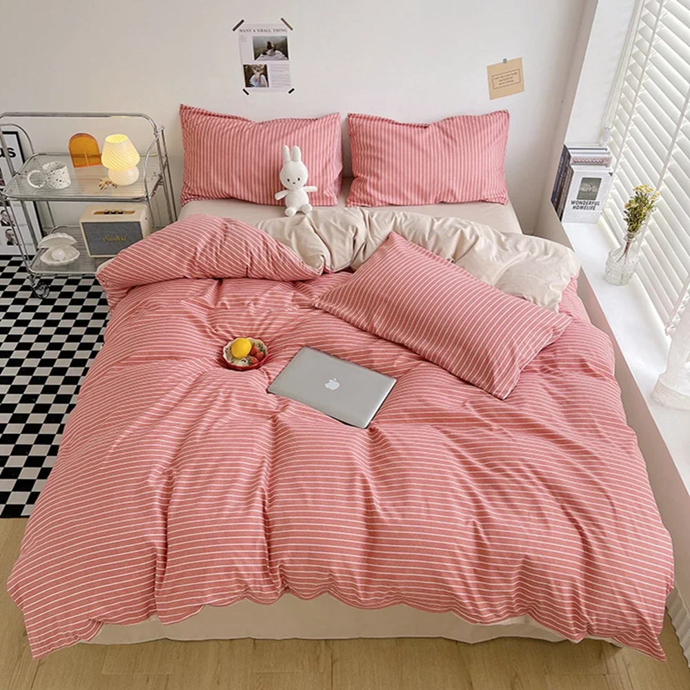 

Home Bedding Comforter 150x200 Stripes Multi-size Quilt Cover Polyester Duvet Cover Single Queen Size with with Pillowcase