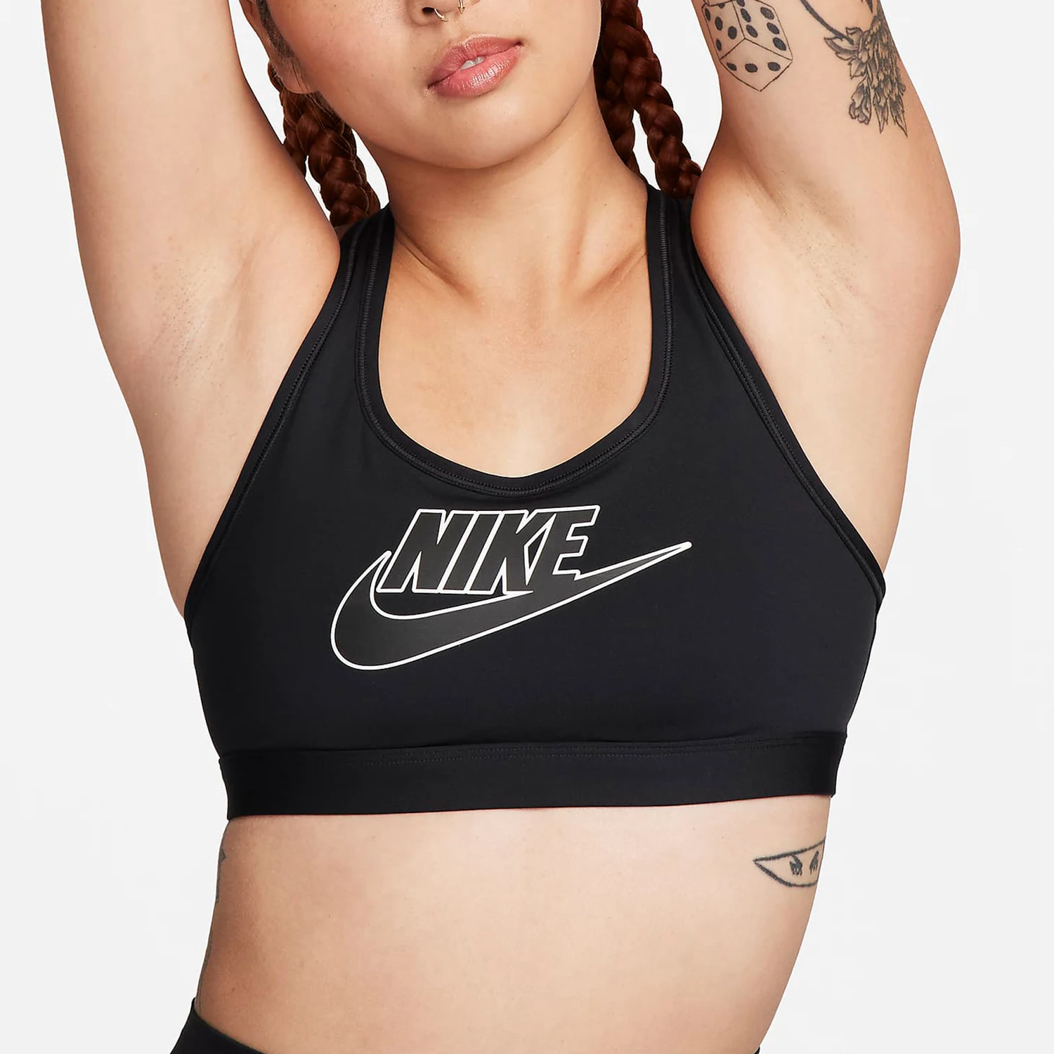 

Женский спортивный бюстгальтер Nike Authentic Swoosh Moderate Support для повседневного использования FB4081-010