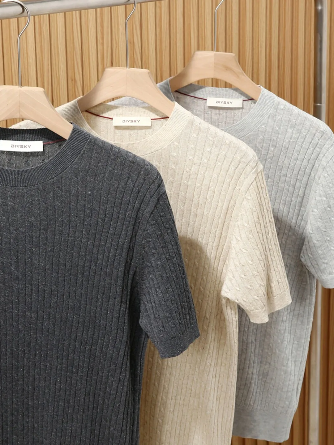 

High-End round Neck Linen Knitwear for Men Breathable Short Sleeve Casual Style Spring Summer Fashion Classic A-Line Design
