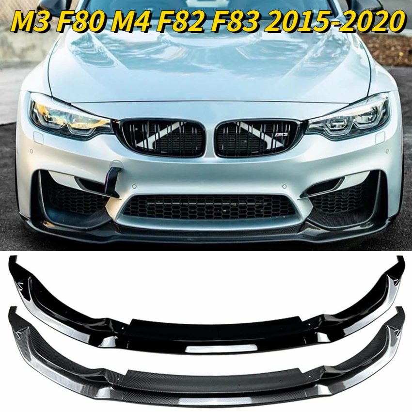 

For BMW 3 Series M3 F80 4 Series M4 F82 F83 2015-2020 Gloss Black Car Front Bumper Splitter Lip Diffuser Body Kit Spoiler Guard