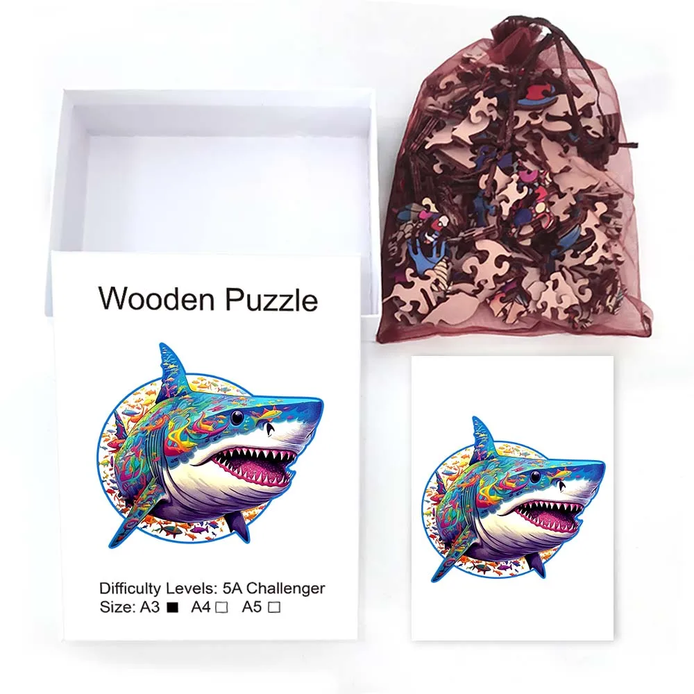 Shark Wooden Puzzle Personalized 3D Puzzle Adult Children's Gift Education Children's Toy Game