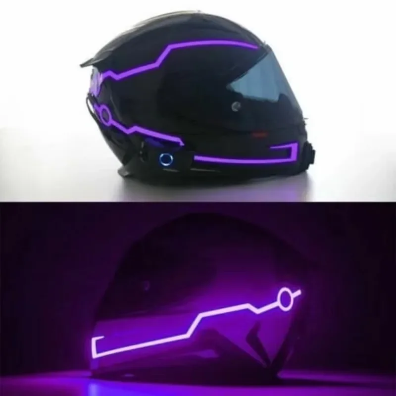 Diy capacete da motocicleta tira de iluminação led moto tiras reflexivas capacete noite aviso cor mudando luz