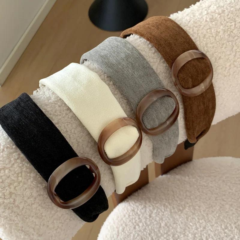 1pc Korean style minimalist circular wide edge headband with Maillard temperament and high-end pressure headband