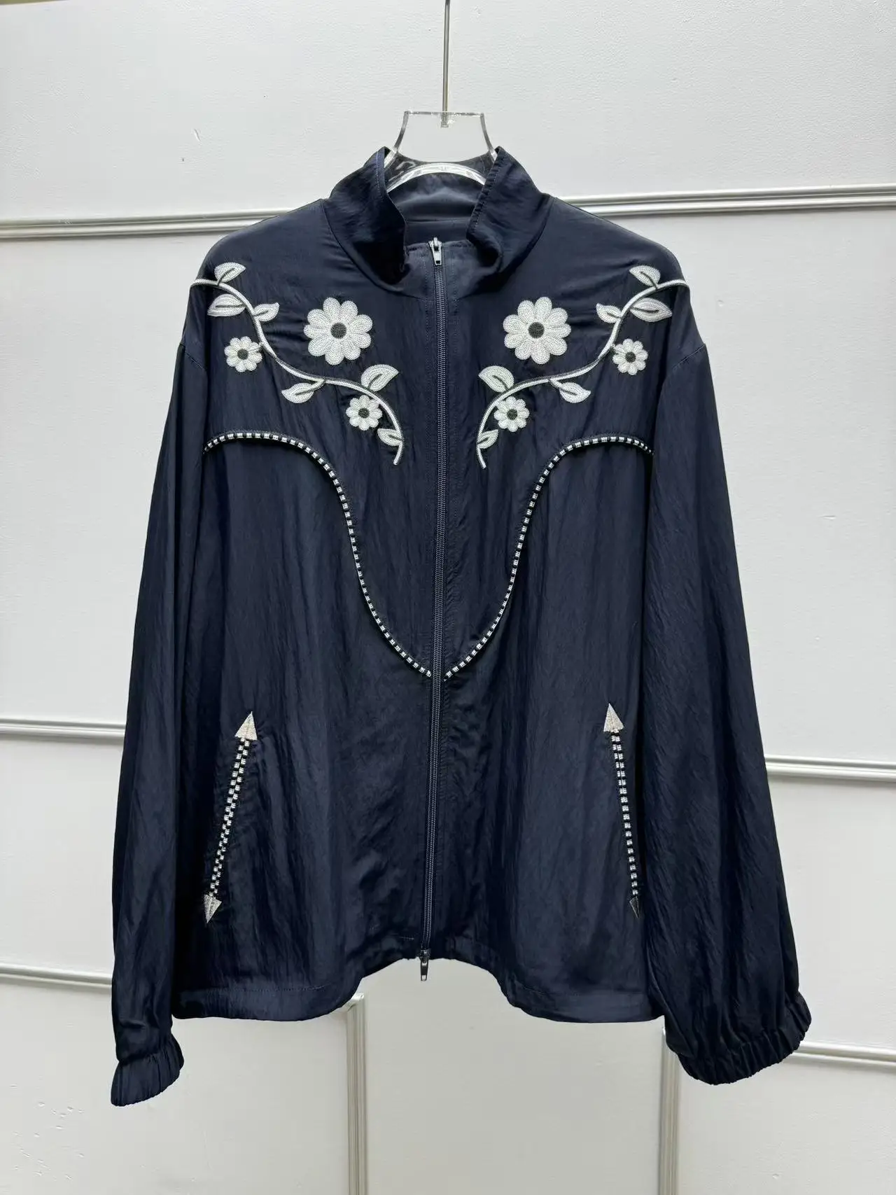 

Loose Fit Embroidered Ruffle Collar Jaet Women's Casual Sle Long Sve Blend Jaet Autumn Winter New Arrival