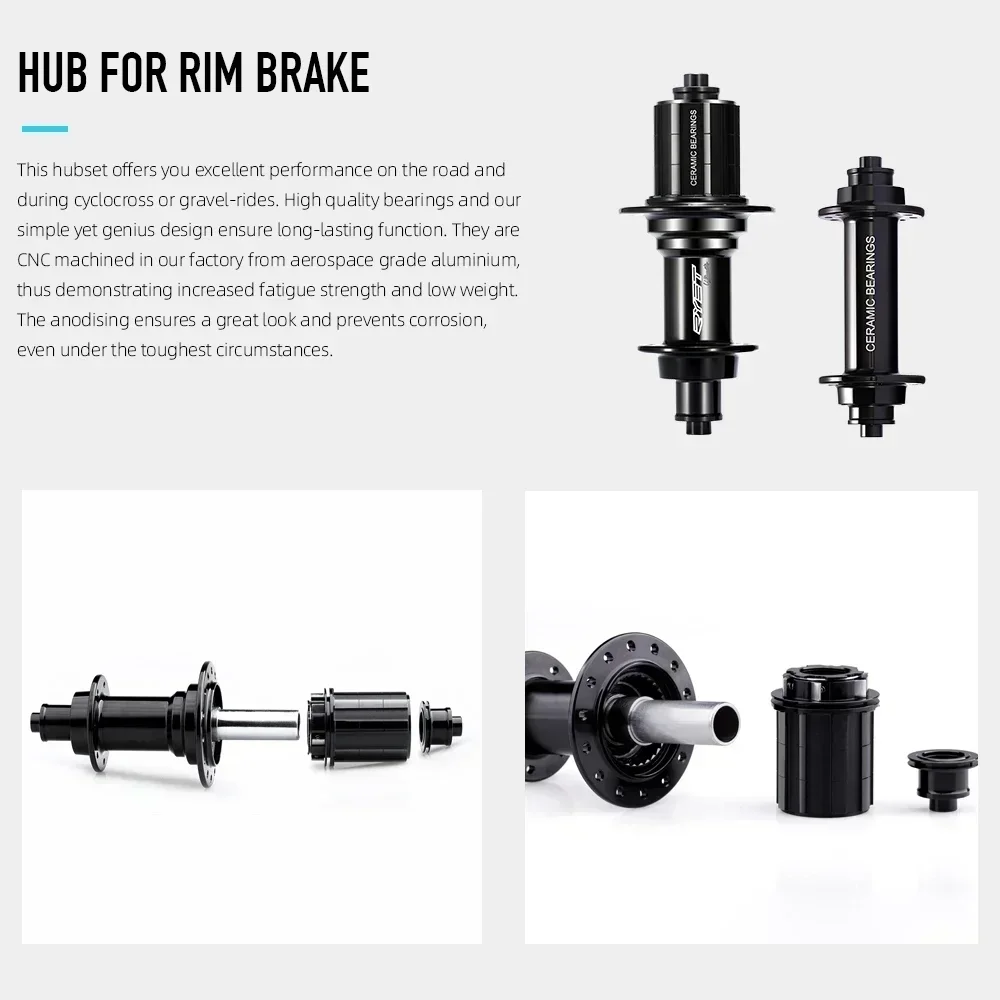 RYET Ceramic Bearings Road Bike Hubset 6 Pawls Superlight 275g J-bend Racing Hub 20H/24H R13 Racing CUBE Bicycle Accessories