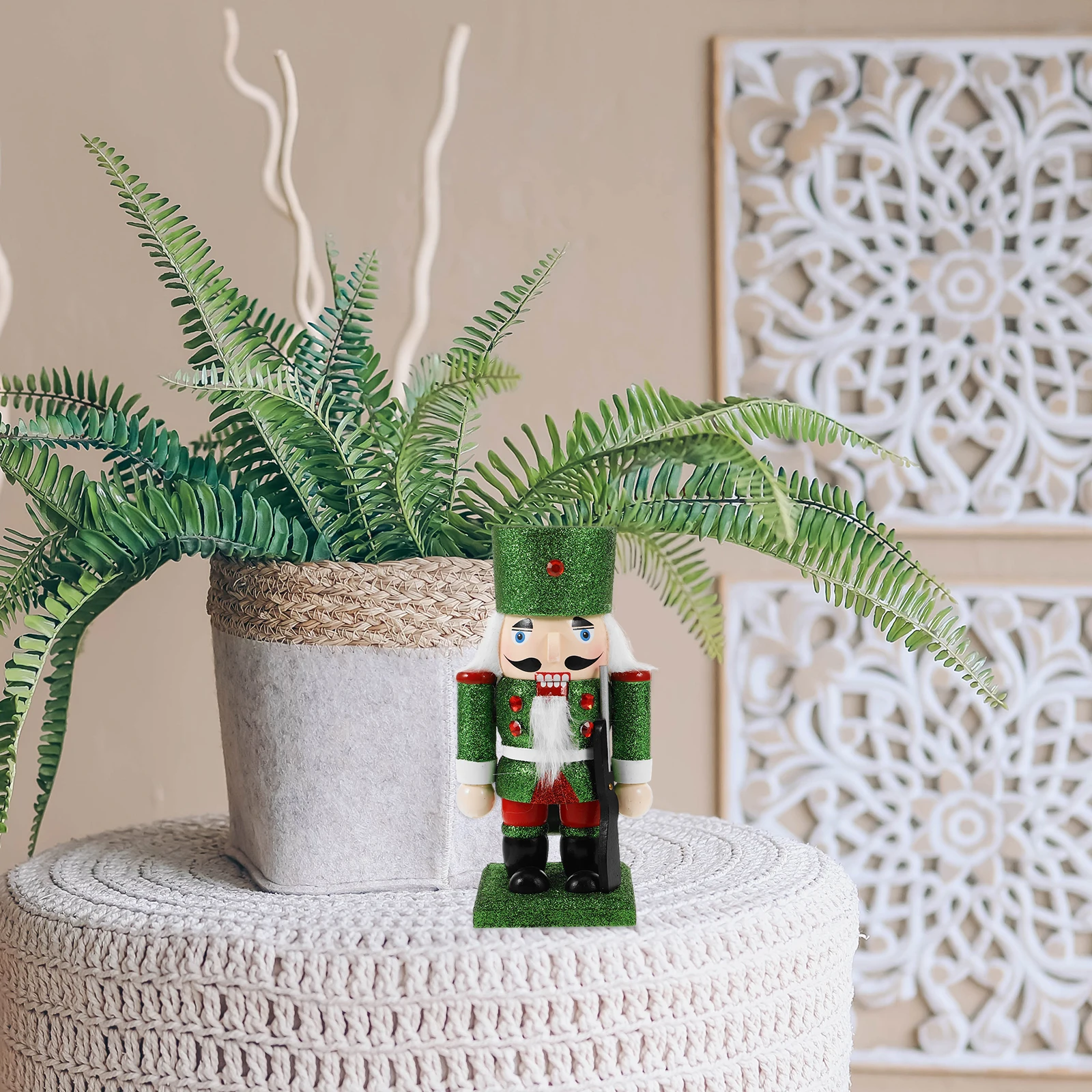 

Unique Christmas Nutcracker Soldier Decor Crafted Wood Cloth Materials Cozy Holiday Tabletop Ambiance Enhancer