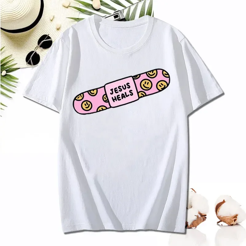 Kawaii Jesus Bandage Print Modal T Shirt Fashion Casual Men Women Cotton Short-sleev Humor O-neck Cool Shirt