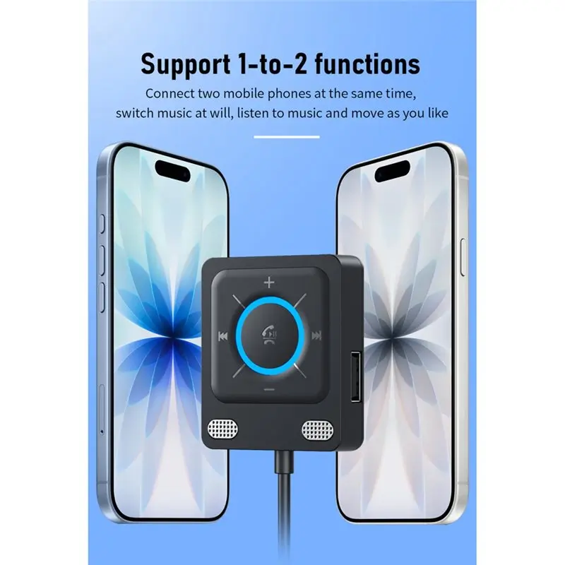 B03B-Wireless Bluetooth 6.0 Car Adapter Dual Mic USB 3.5Mm AUX Adapter Bluetooth Receiver - view 5
