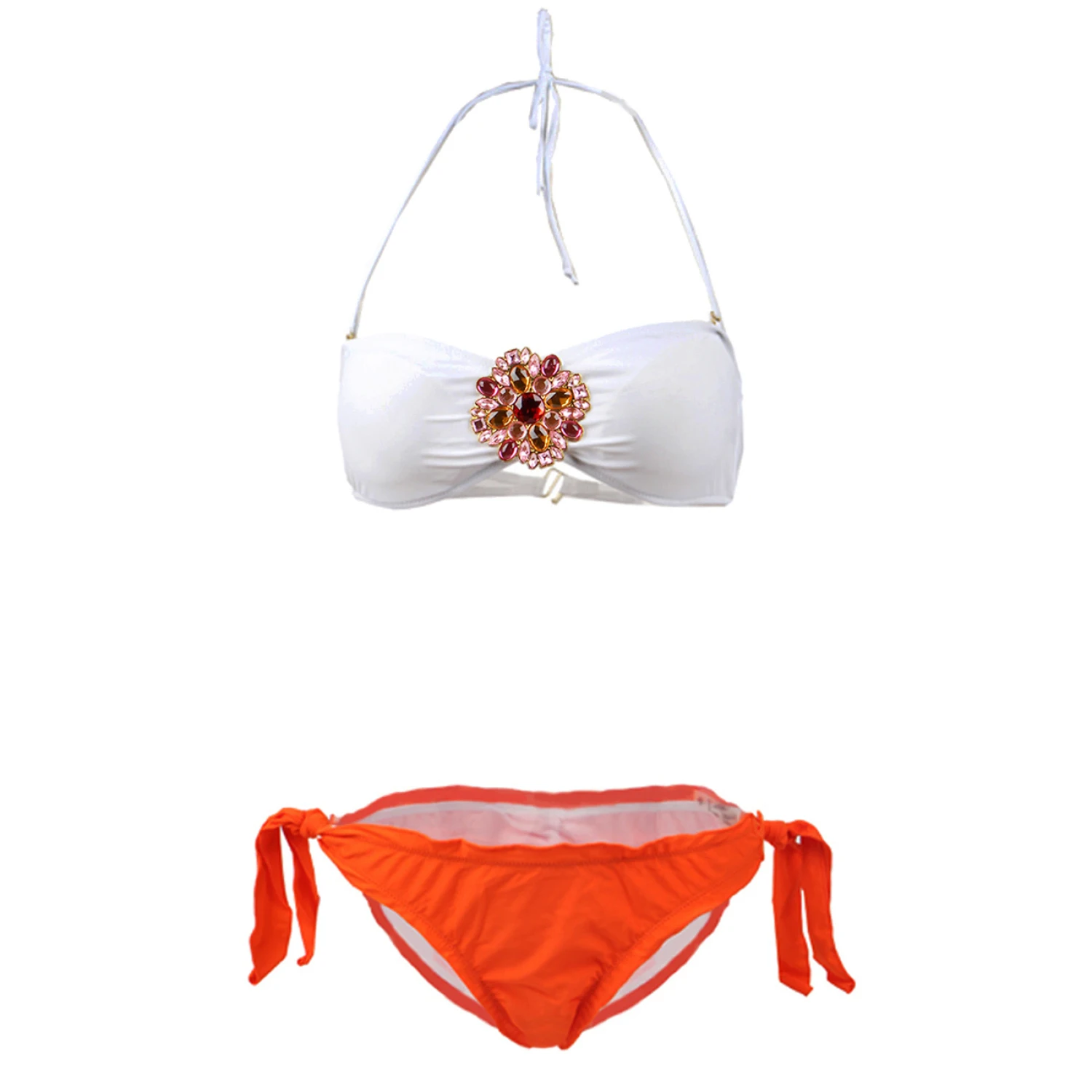 Women Sexy Strappy Bandage 2 Pieces Bikini Set Halter Triangle Solid Color Biquini Swimming Suit For Women Swimwear Beachwear