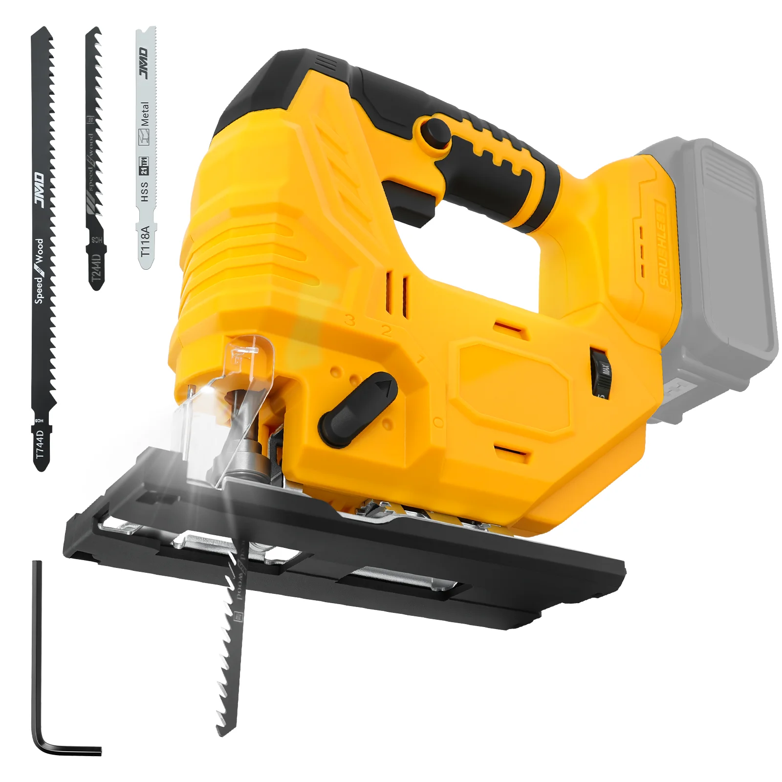 Brushless Jig Saw 7-Speeds Cordless Jigsaw with 0°- 45° Bevel Cuts & 4 Orbital Settings for Dewalt 20V Battery (No Battery)