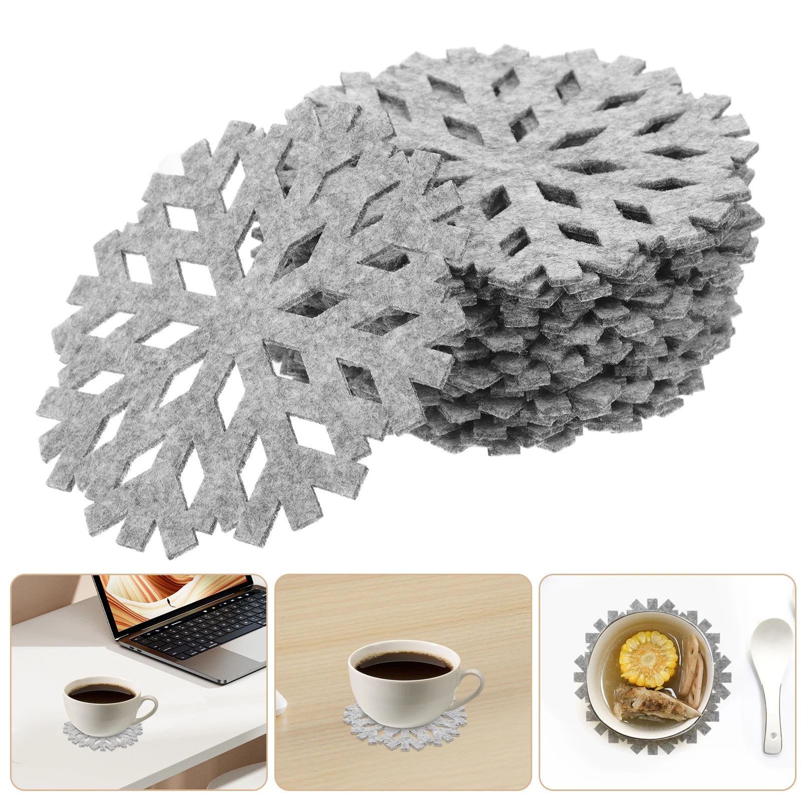 

20pcs Snowflake Coasters Non-Slip Heat Resistant Mats For Countertop Kitchen Decor Dining Table Accessories Hot Pad Placemat
