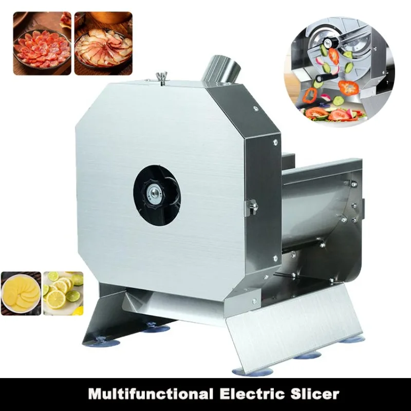 

Электрическая машина для нарезки овощей и фруктов, машина для нарезки лука и капусты, толщина 0,1-13 мм, регулируемый измельчитель из нержавеющей стали, резак