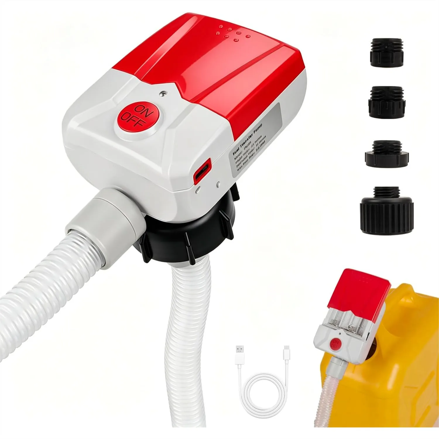 

Auto-Stop Fuel Transfer Pump, 3.8 GPM, 51" Hose, Battery or USB Powered, for Gasoline Diesel Oil