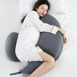 Modern Style Cotton Stripe Pregnant Woman Pillow Soft Comfort Belly Support Waist Side Sleep Special Pillow Multifunction Cushio