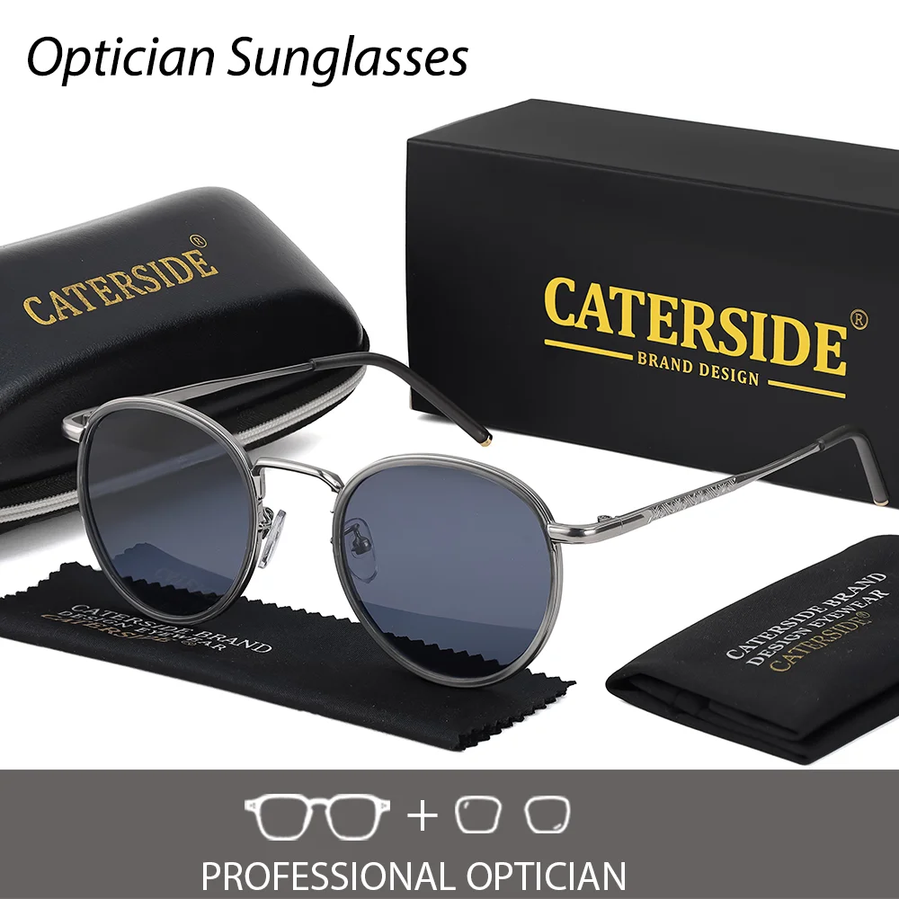 CATERSIDE New Optical Sunglasses Men's Retro Small Round Frame Prescription Glasses Women's Outdoor Uv Resistant Myopia Glasses