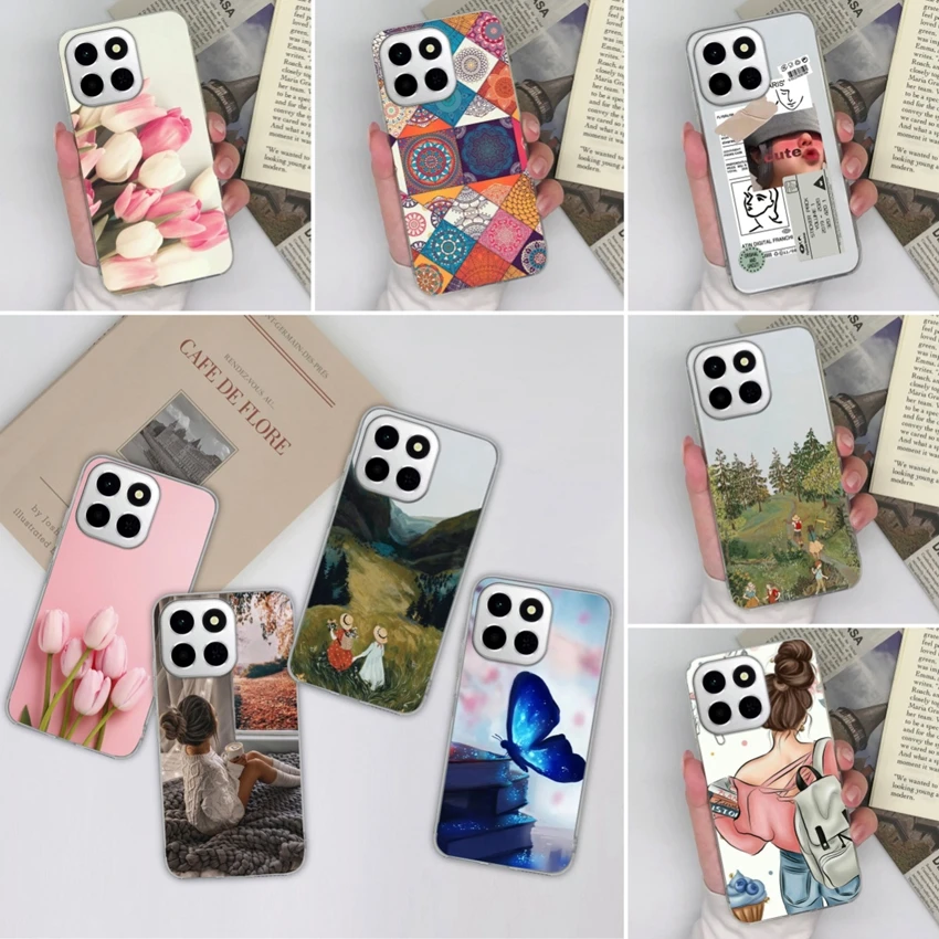 Luxury Shockproof Phone Cases For Honor X6C Sweet Girls Patterns Lens Protection Transparent Silicone Advanced Anti Slip Housing