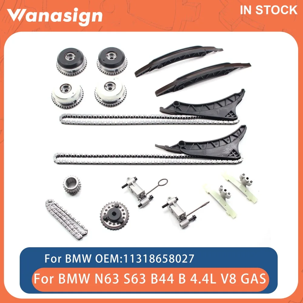 

Engine Timing Chain Kit Camshaft Gear VVT Fit 4.4 L For BMW X5 X6 550i 650i 750i N63 S63 N63B44B S63B44B C D S 4.4L V8 GAS 08-14