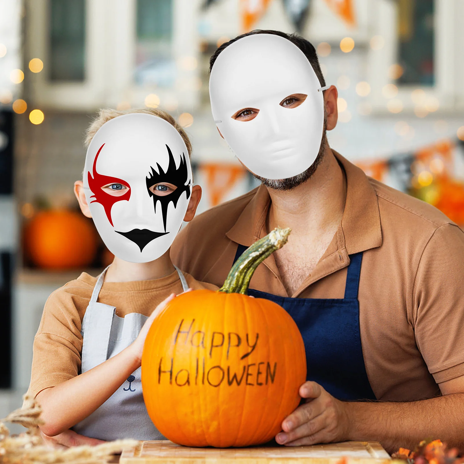 

1 Set Paper Pulp Mask Blank Full Face Craft For Diy Painting Halloween Masquerade Party Decorations Adults Art Project