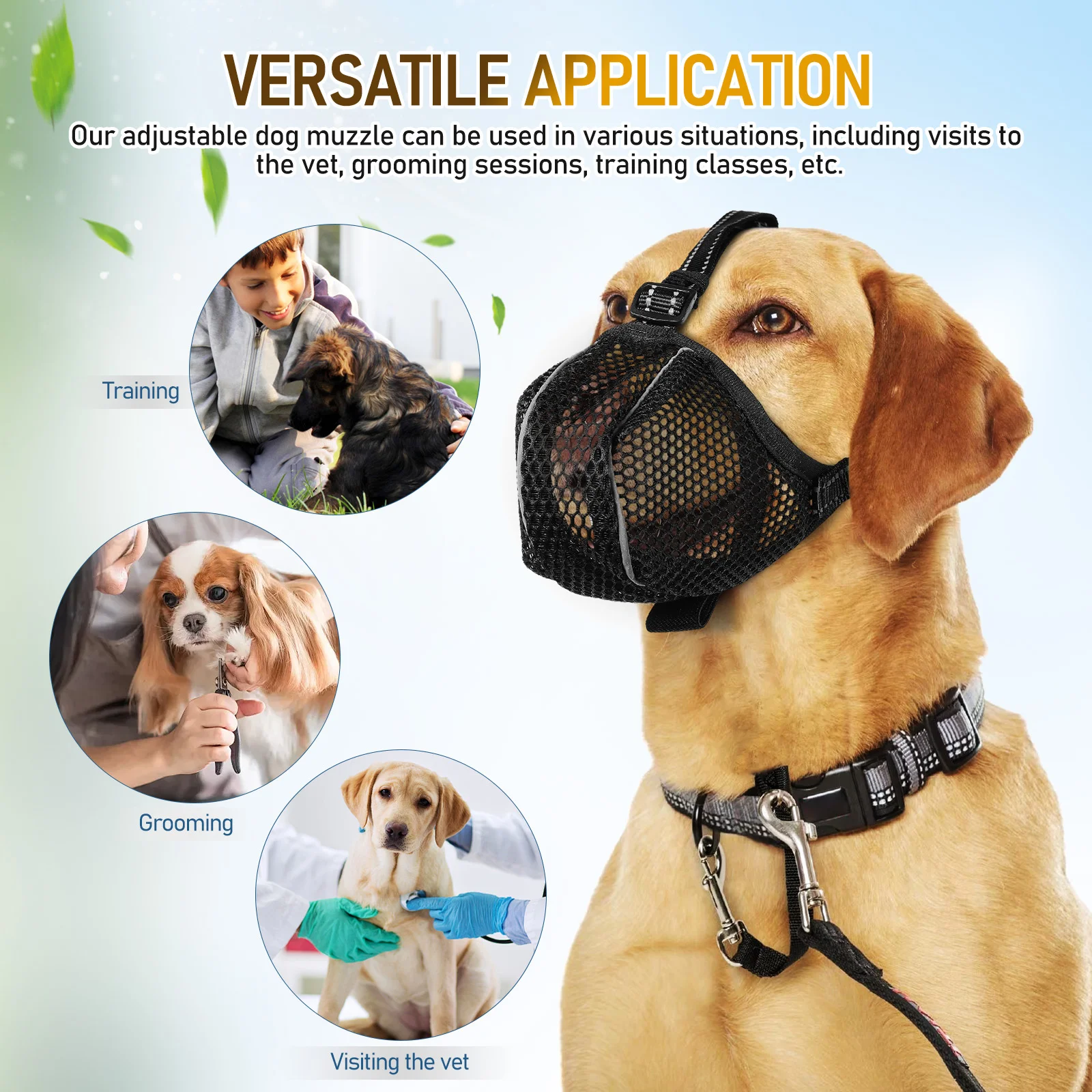 s Dog Muzzle Mesh Breathable Anti Bite Mouth Cover for Small Dogs Adjustable Size Fit Grooming Training Vet Visit