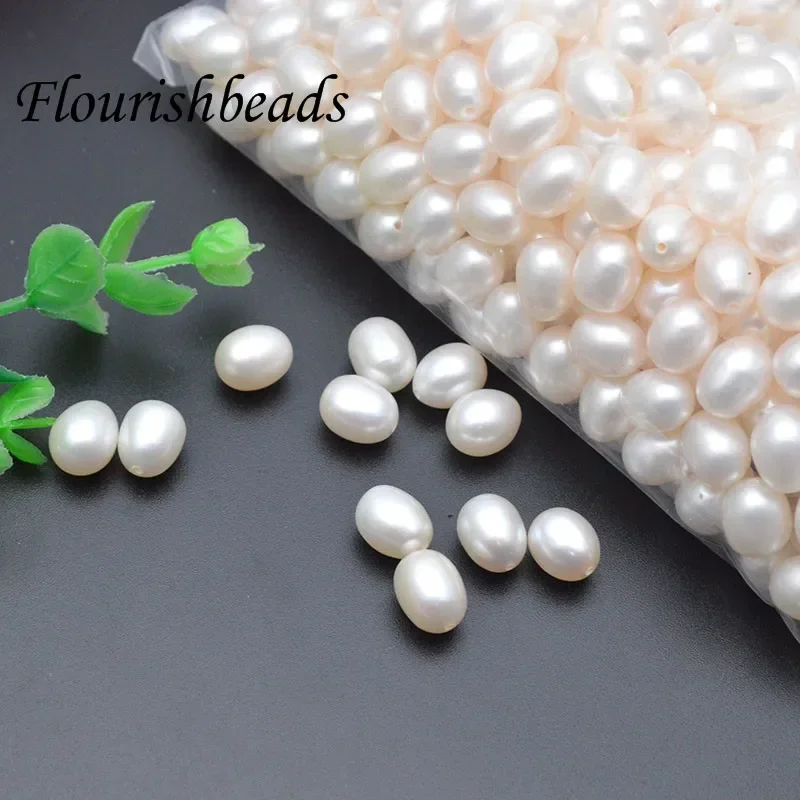 20pc Half Hole Rice Shape Natural White Freshwater Pearl Beads for Dangle Earrings making