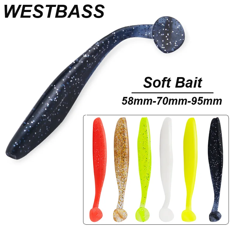 WESTBASS 10PCS Soft Bais 58-70-95mm Silicone Fishing Leurres Shad Swimbaits Rubber Lures Wobblers cebo suave Weicher Köder Isca