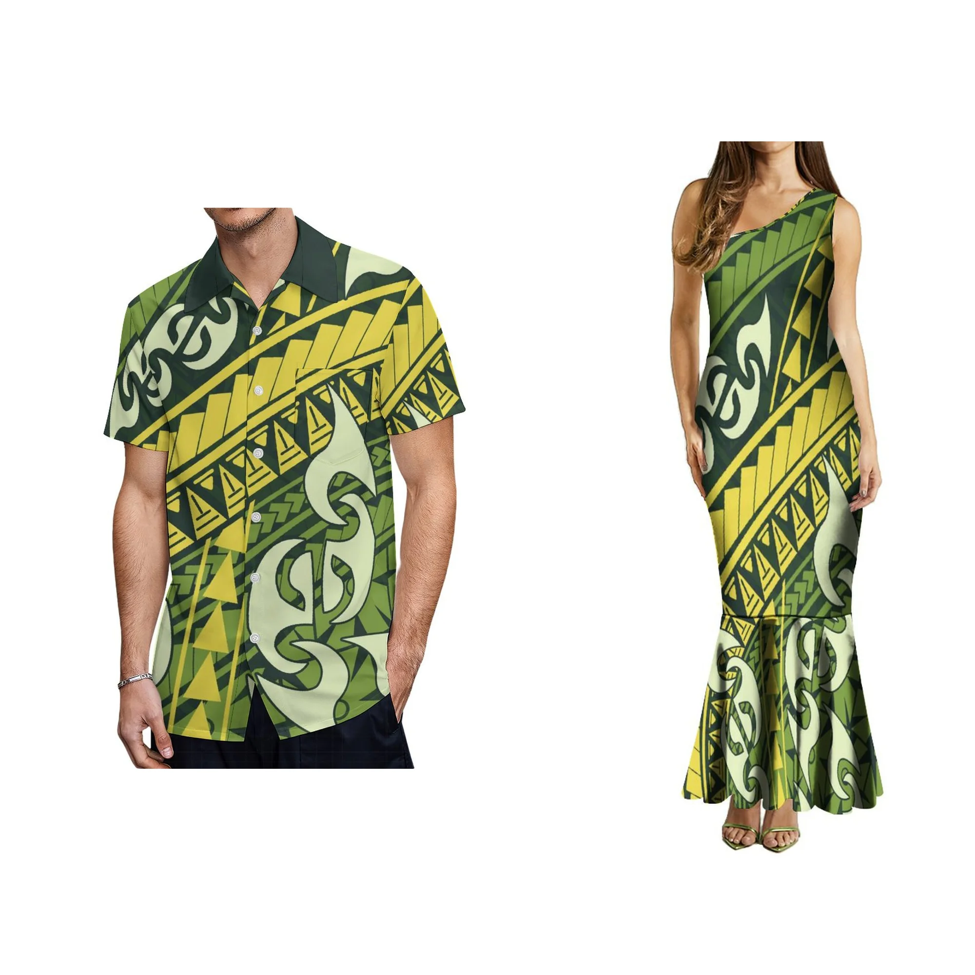 New Style Polynesian Design Ladies One Shoulder Sleeveless Mermaid Maxi Long Dress Custom Summer Big Size Party Dress