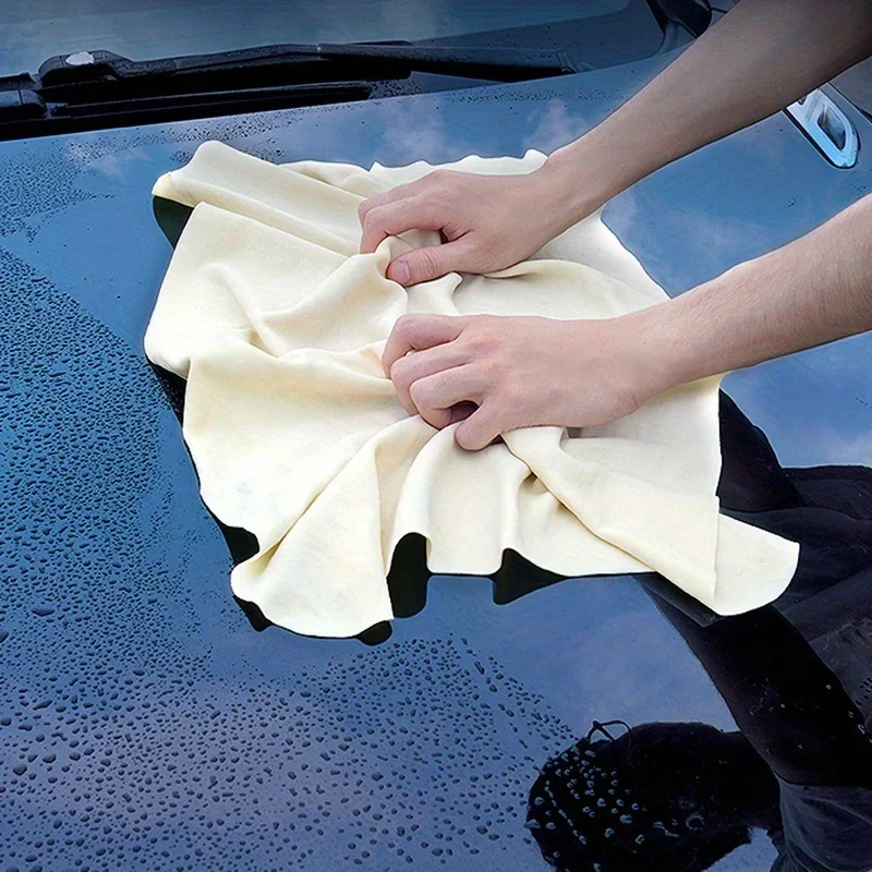 Chamois Cloth For Car - Drying Towel Shape Real Leather Washing Cloth Cleaning Towel Car Wipes, Cleaning Cloth For Glasses