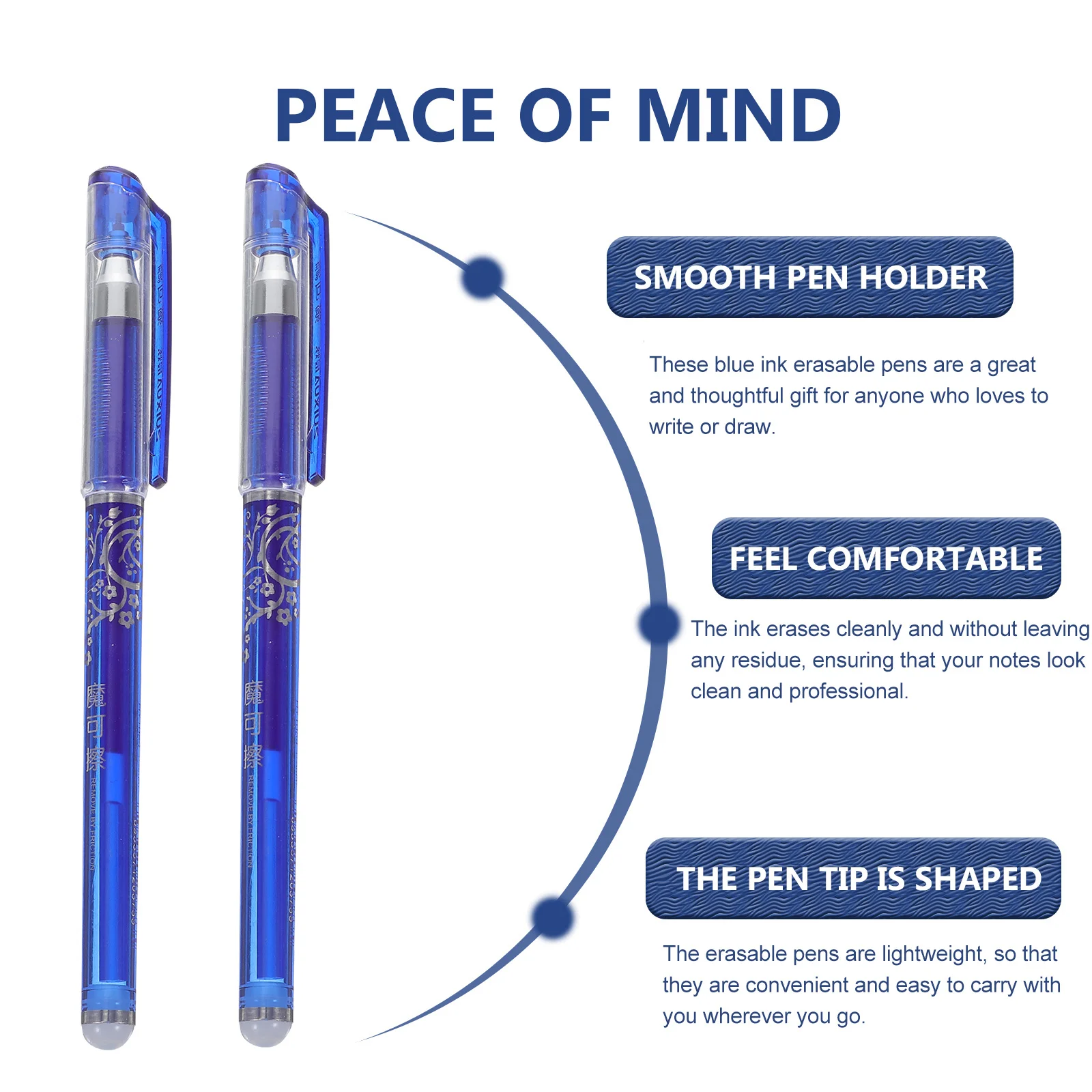 

12Pcs Erasable Ballpoint Pens 0.5mm Blue Ink Fine Tip Pens Rewriteable Smooth Flow for Students Teachers Blue Pen