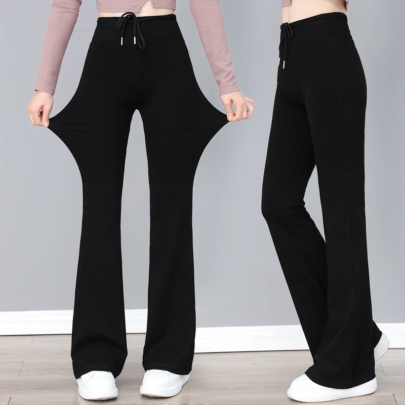 جديد المرأة الربيع والخريف الصيف سليم صالح مرونة تنوعا عالية الخصر بنطلون لينة عادية موضة مايكرو Bellbottom السراويل #4