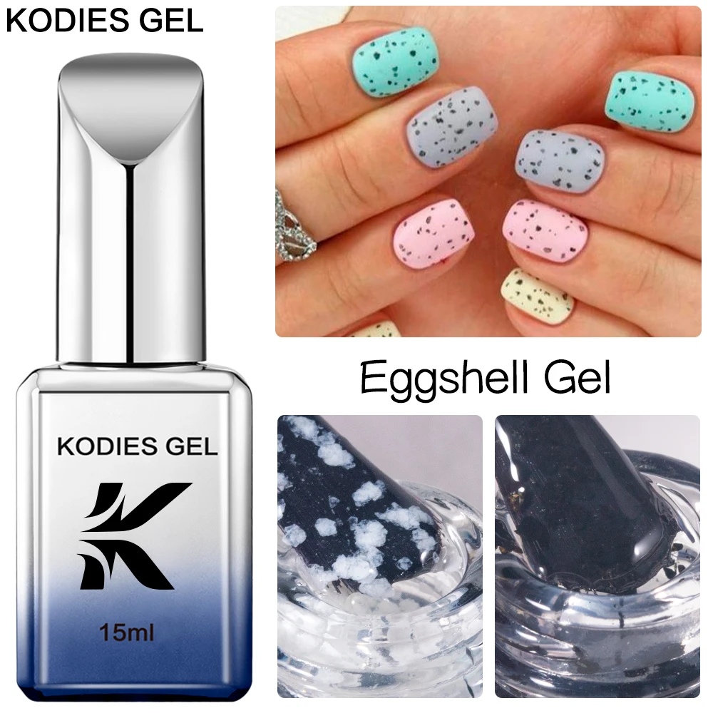 

KODIES GEL Eggshell Gel Nail Polish 15ML Clear Black White Glitter Mixed Egg Effect UV Gel Polishes Soak Off Manicure Nails Art