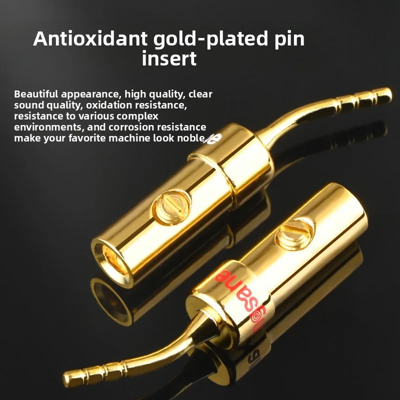 pure copper gold-plated needle plug, speaker wire needle banana head, solder-free integrated power amplifier speaker plug