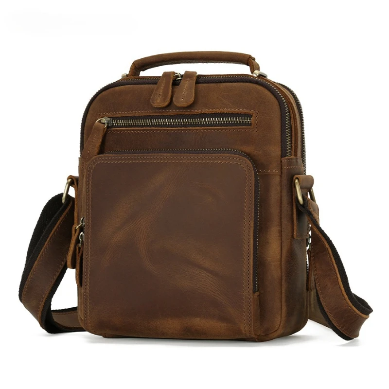 Jonlily Men's Genuine Leather Shoulder Bag Fashion Handbag Totes Casual Crossbody Messenger Bag Small Daybag Purse -KG2364