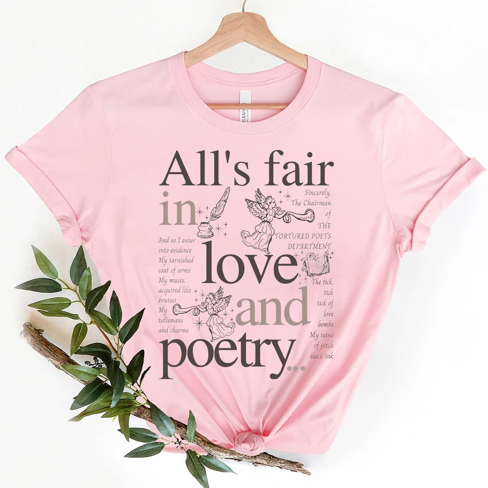 New Album Merch The Eras Tour Concert Tee Tshirts Woman Top The Tortured Poets Department  All Is Fair in Love and Poetry Tshirt