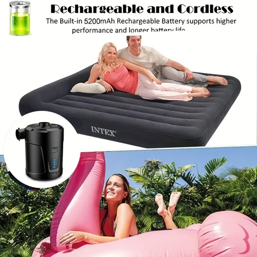 Imagen 2 del producto Bomba de aire portátil de 5200MAH, colchón de aire para acampar al aire libre, piscina, anillo de natación, sofá inflable, bomba de aire para el hogar
