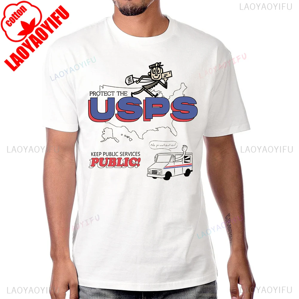 

Политическая футболка с носителями с буквами, поддерживающая почтовые работники. Футболка для поддержки рабочих, хлопковая повседневная модная мужская футболка