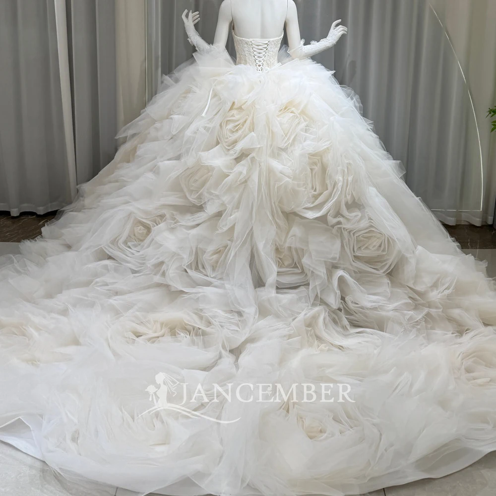 Customized Wedding Dress High Quality Sleeveless Lace Up Back Puffy Skirt Women's Ruched Court Train vestidos de novia boda