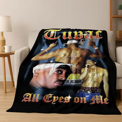 Tupac 2pac Rapper Eminem Hip Hop Rap God Art Flannel Blanket,Cozy Soft Throw Blanket for Home Bedroom Bed Sofa Cover Kids Gift