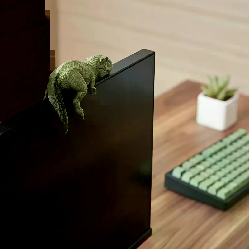 T-Rex Monitor Topper Figurines 3D Printed Mini Lazy Dinosaur Ornaments For Desk/Monitor/Shelf Cute Jurassic Dino Decor Sleeping