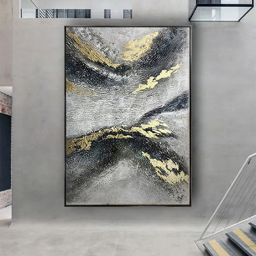 

Abstract Landscape Pattern Gift Style Modern Wall Art Poster Canvas Oil Painting Handmade Dark Gold Mural For Home Decor Picture