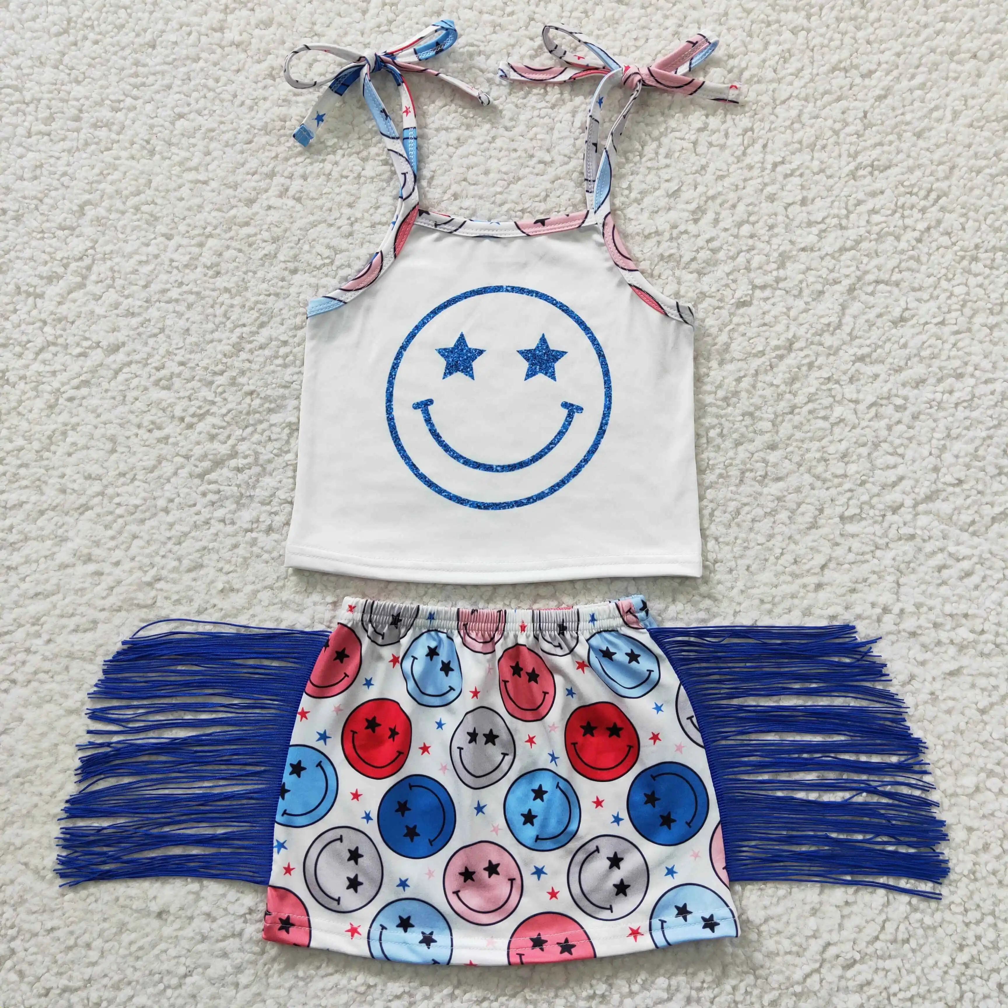 

H​ot Sale RTS Toddler Girls 2PCS Suits Kids Boutique Clothes Outfits Baby Summer Skirt Sets