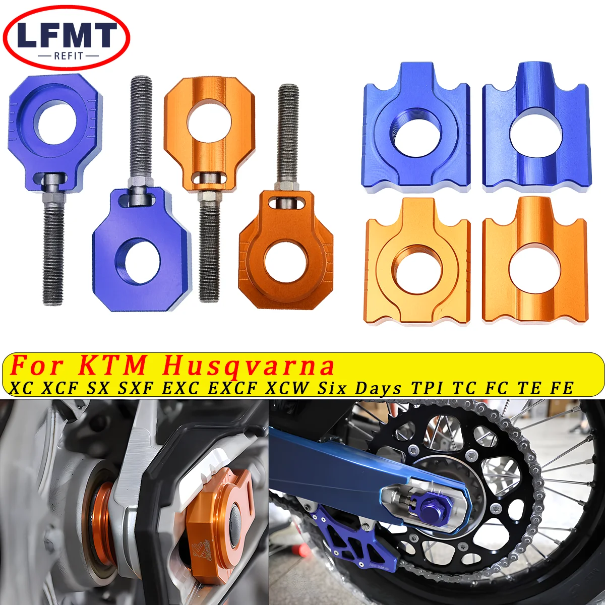 

Motorcycle 20mm CNC Rear Chain Adjuster Axle Blocks For KTM SX SXF XC XCF XCW XCWF EXC EXCF For Husqvarna TC FC TE FE 2008-2022