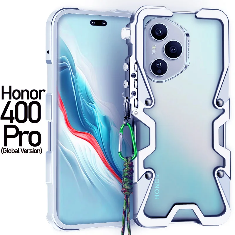 

Zimon Luxury Armor Metal Aluminum Phone Bumper For Honor 400 300 200 100 90 80 Pro Cover Mechanical Purely Handmade Skull Case