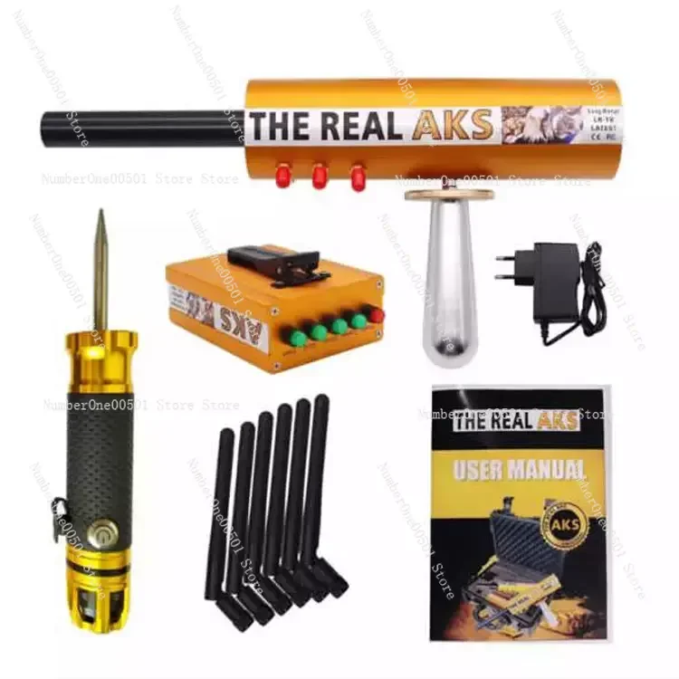 The Real AKS Long Range Gold Detector for Silver Gem Diamond + Filter with 6 Antennas Plastic Case